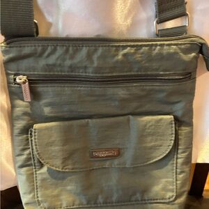 Baggallini Crossover Bag, Sage green with yellow interior.